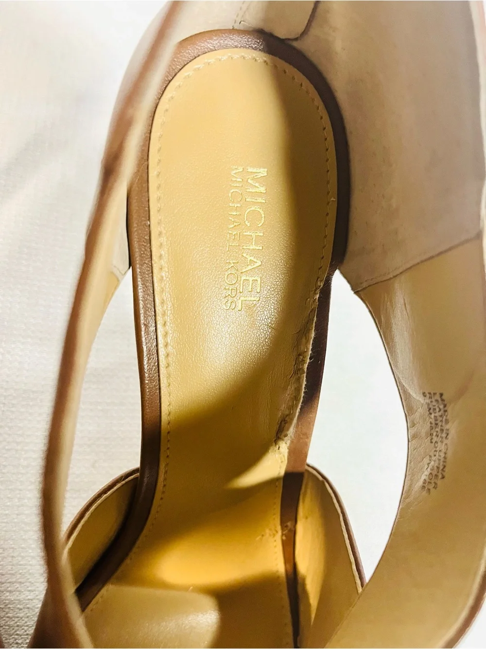 Michael Kors Cognac Peekaboo Toe Platform Stilettos with Zipper Back - 9.5M